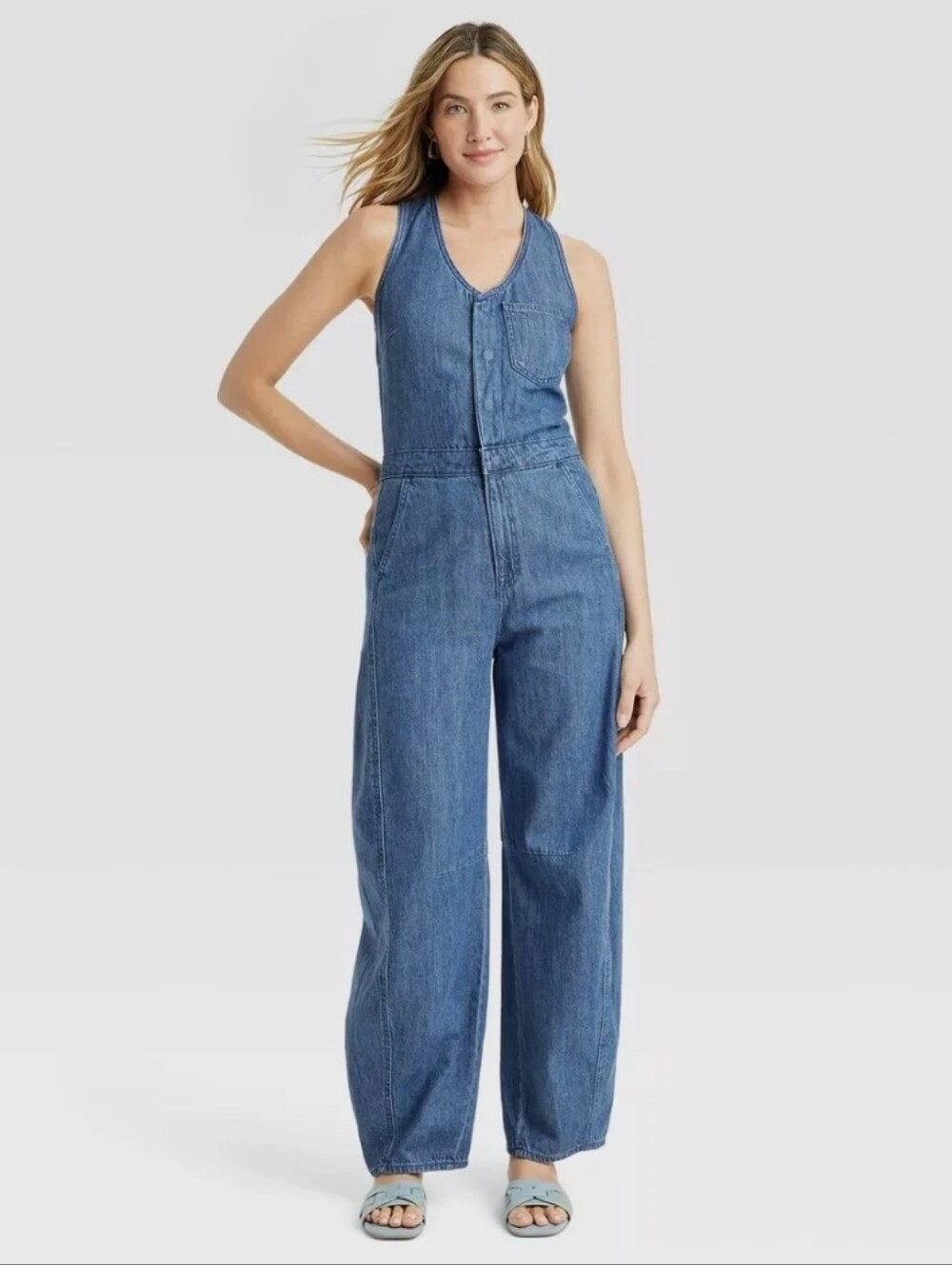 Universal Thread Light Blue Denim Jumpsuit Size 2